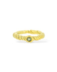 Tress Ring with single green sapphire
