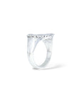 Silver Rainbow Sapphires Horseshoe Ring