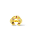 Gold Horseshoe Ring - Red and Pink sapphires