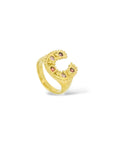 Gold Horseshoe Ring - Red and Pink sapphires