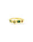 Multi stone 'Story' rings - gold vermeil teal sand red