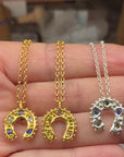 Horseshoe Necklace - sapphires