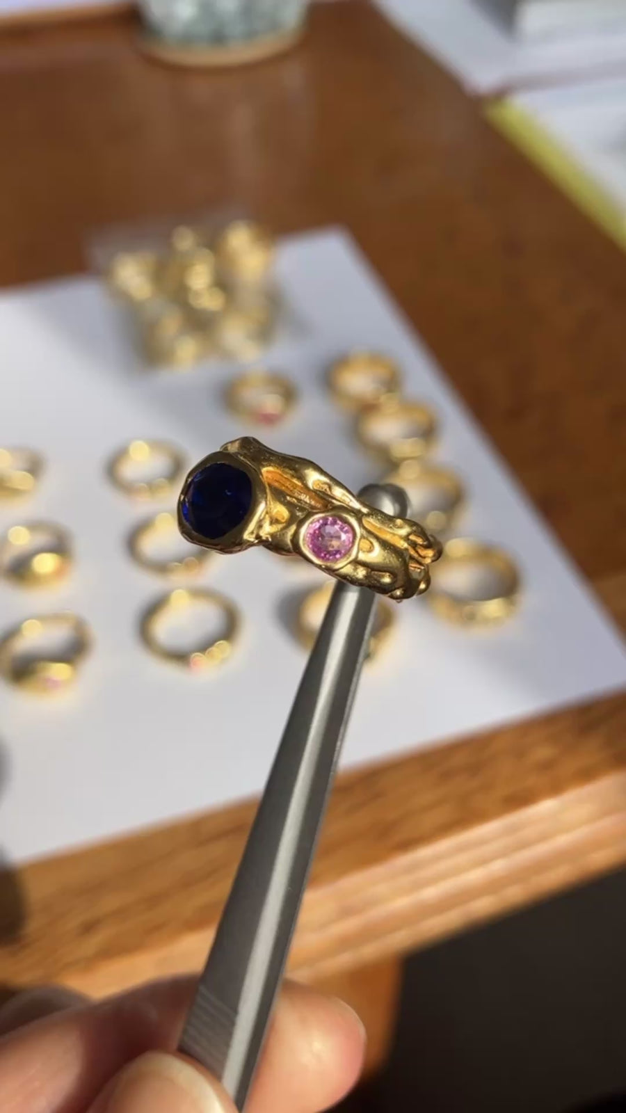 Kyanite + pink sapphire Melt ring