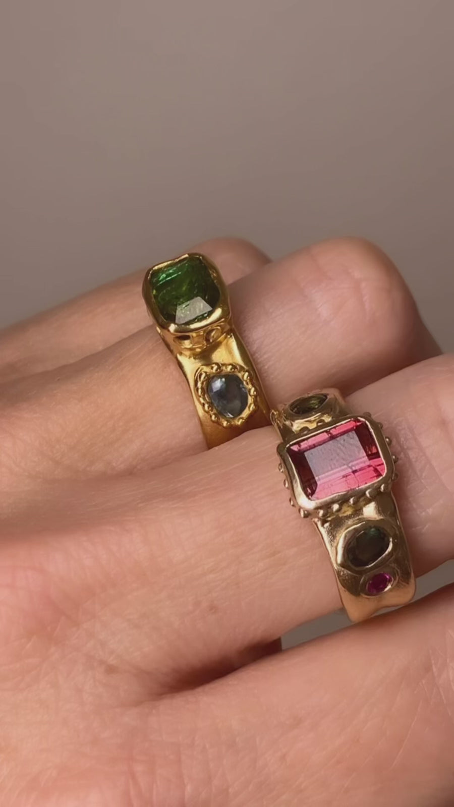 9ct Tourmaline + Sapphires Medici Ring