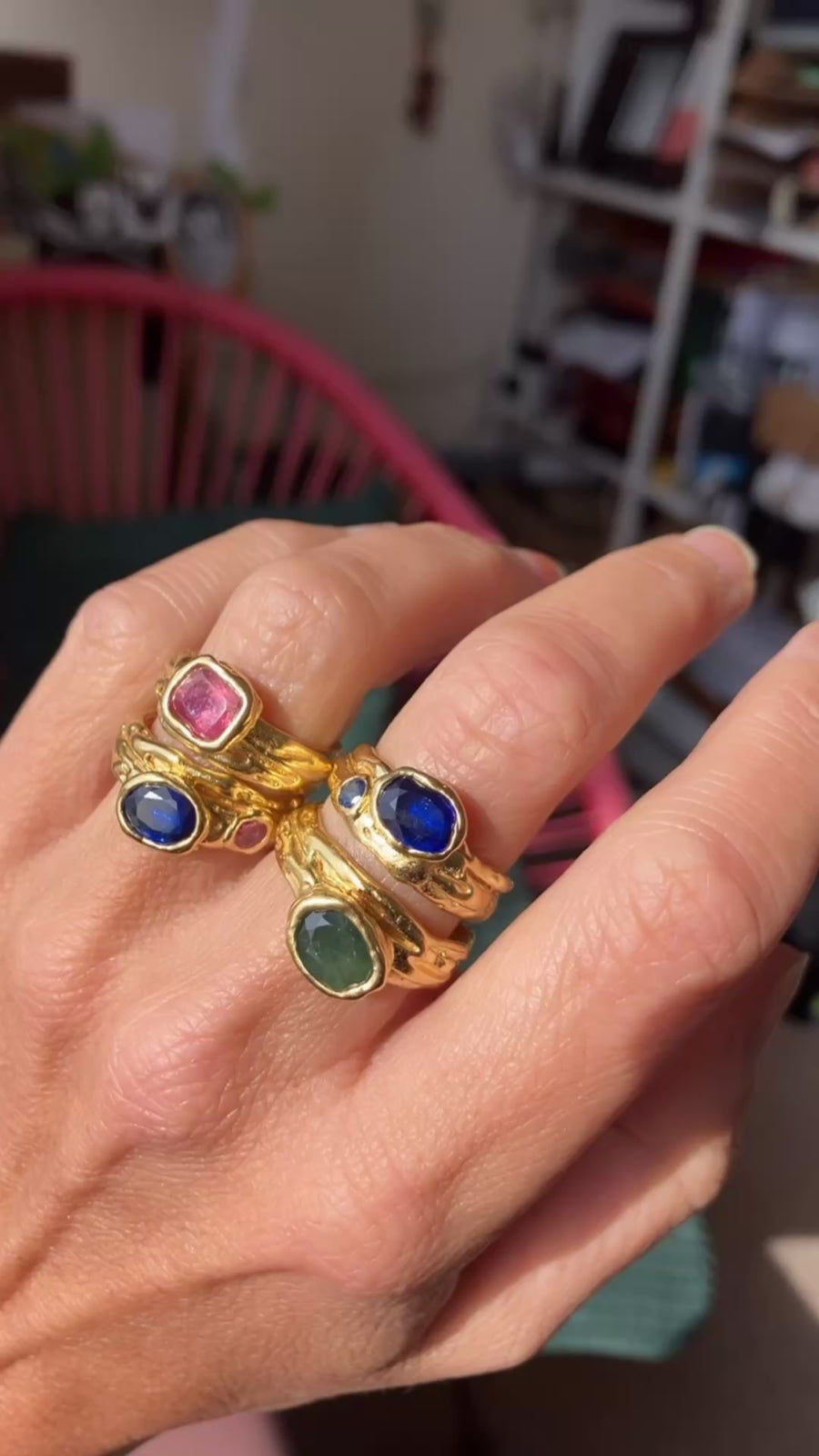 Kyanite + pink sapphire Melt ring