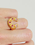 Horseshoe Ring - Pink and Ruby