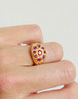 Pink and Orange 9 stone Emblema ring