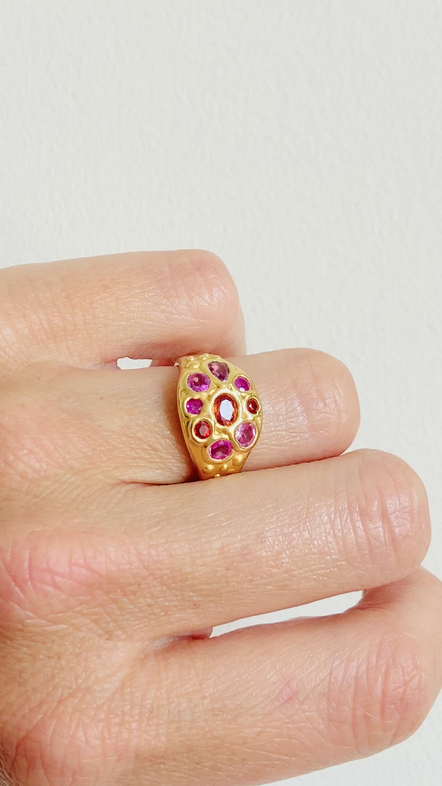 Pink and Orange 9 stone Emblema ring