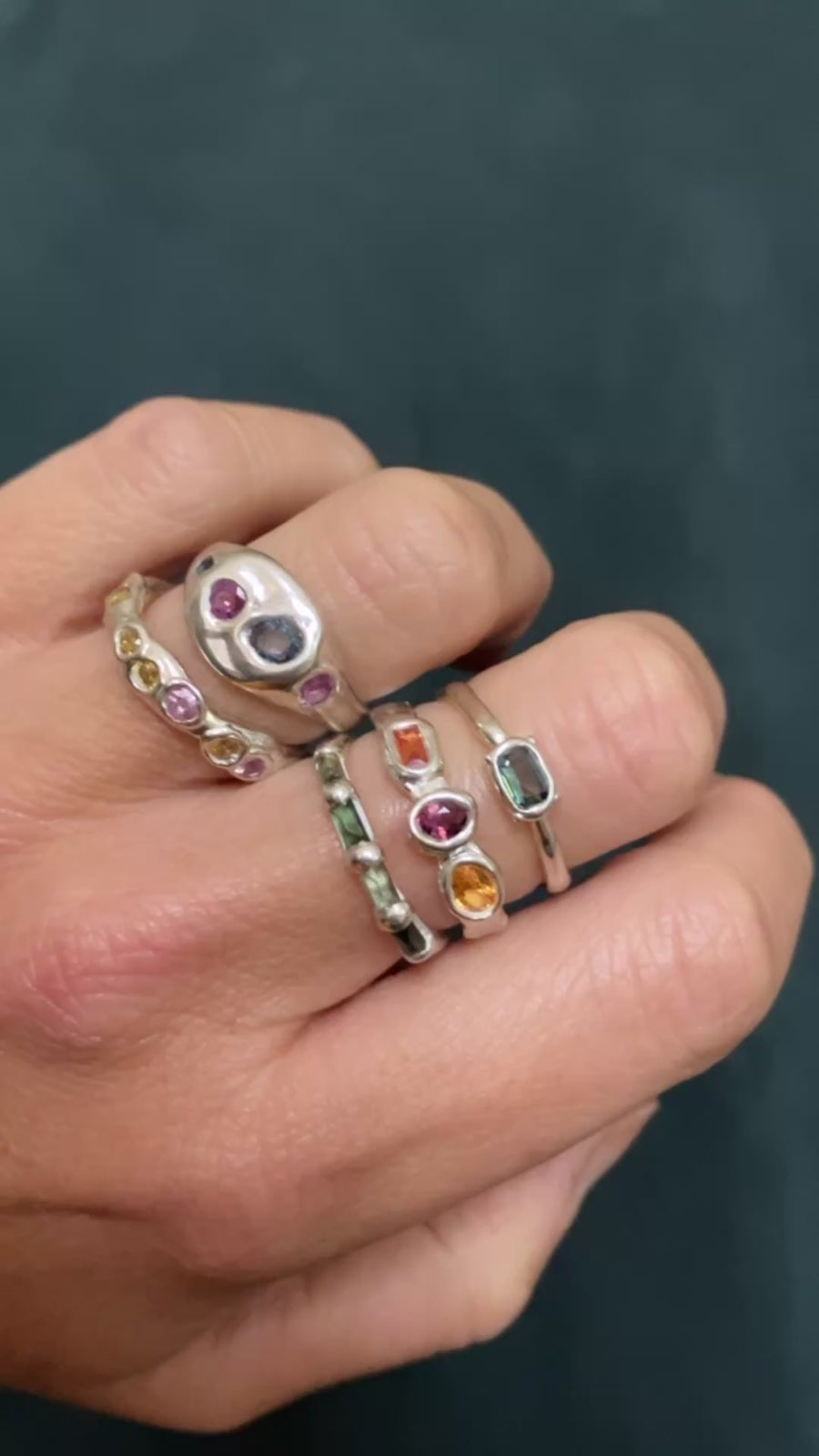 Susanna scatter band with yellow sapphires and cheeky pinks