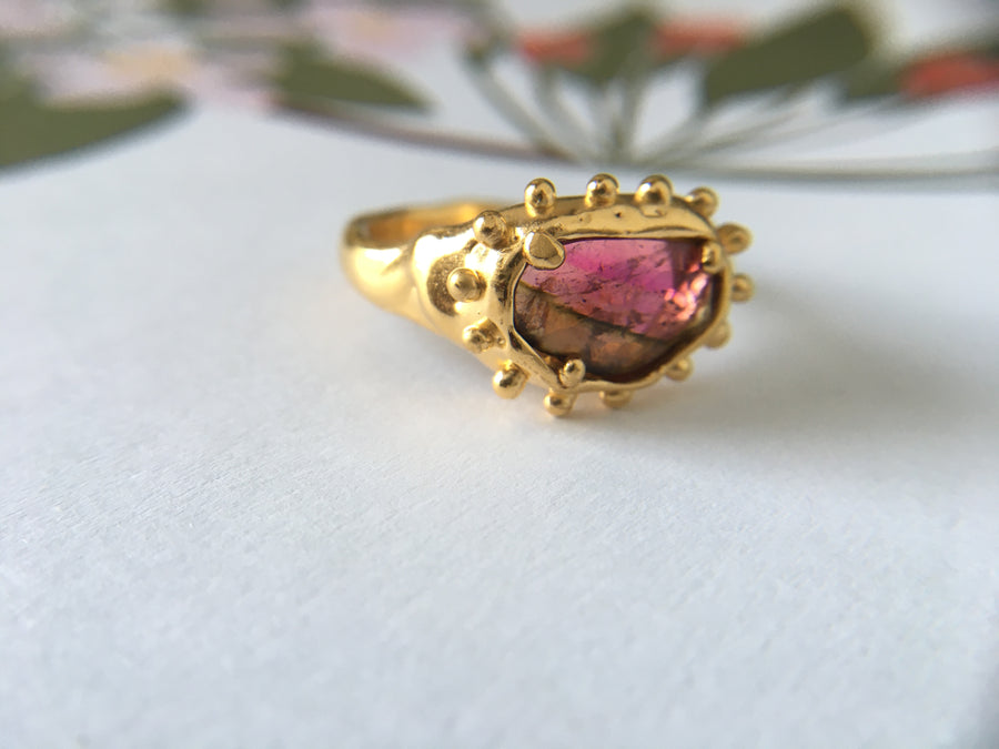 Pink Tourmaline Slice Contessa ring